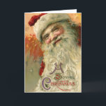 Cartão De Festividades natais vintages, Retrato do Pai Natal Vitoriano<br><div class="desc">Ilustração Vintage Imagem de Natal da Era Vitoriana apresentando um retrato de um Papai Noel sorridente e feliz com uma barba branca longa e vestindo um chapéu tradicional de Papai Noel. Um antigo,  antigo,  antigo Santo Nicholas,  alegre,  com o texto "Um Natal Feliz." Feliz Natal!</div>
