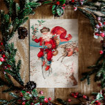 Cartão De Festividades Natais vintages. Retro Papai Noel e veado<br><div class="desc">Natais vintages с com Papai Noel e veados.</div>