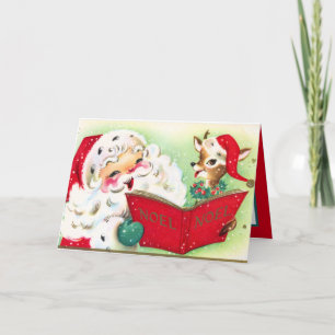 Cartão De Festividades natais vintages retrorados Papais noeis adicionam 