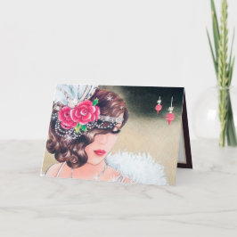 Cartão De Festividades Natais vintages retrorreflectores da Art Deco