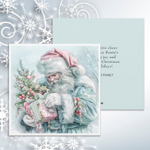 Cartão De Festividades Natais vintages Santa Claus Pastel