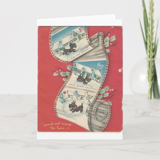 Cartão De Festividades Natais vintages Scottie Dog (Frente)