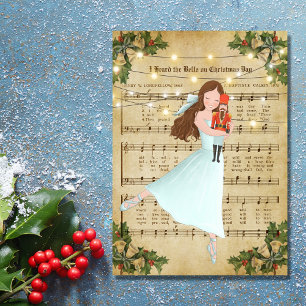 Cartão De Festividades Natais vintages Sheet Music e Ballerina