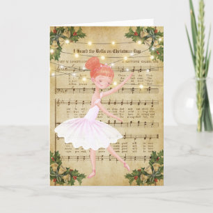 Cartão De Festividades natais vintages Sheet Music e Ballerina
