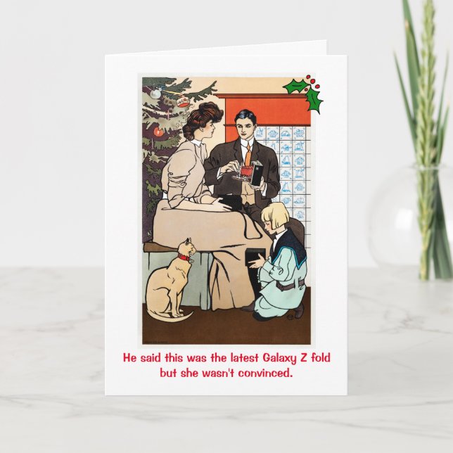 Cartão De Festividades Natais vintages Smartphone Retro Engraçados (Frente)