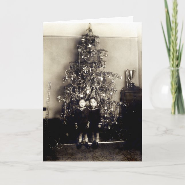 Cartão De Festividades Natal 1915 americano asiático (Frente)