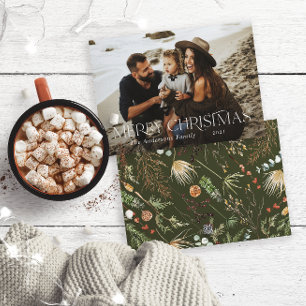 Cartão De Festividades Natal 1 foto-aquarela botânica holi floral