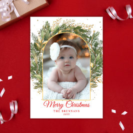 Cartão De Festividades Natal 1 Foto Watercolor Botânica Elegante
