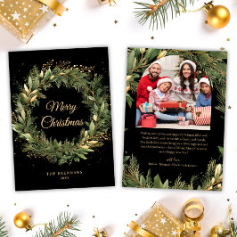 Cartão De Festividades Natal 1 Foto Watercolor Botânica Elegante