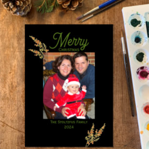 Cartão De Festividades Natal 1 Foto Watercolor Moderna Botânica