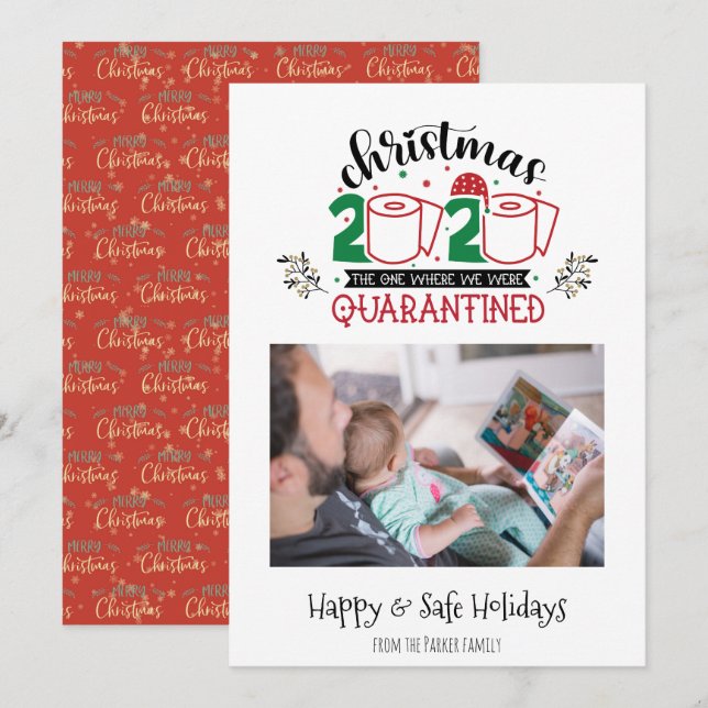 Cartão De Festividades Natal 2020 | Onde Estávamos Em Quarentena Foto (Frente/Verso)