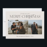 Cartão De Festividades Natal 2 foto-aquarela botânica natural<br><div class="desc">Feliz Natal,  moderno e elegante coloração aquosa seca botânica com mudas de cores naturais creme feriado 2 foto Cartão de Natal.</div>