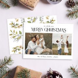 Cartão De Festividades Natal 2 foto aquarela holi botânico de inverno