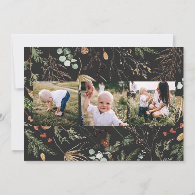 Cartão De Festividades Natal 5 foto-aquarela floral botânico (Verso)