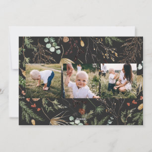 Cartão De Festividades Natal 5 foto-aquarela floral botânico