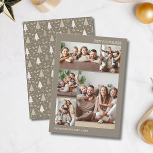 Cartão De Festividades Natal 5 Taupe da Família Colagem de Fotos