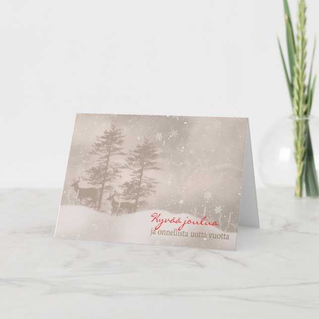 Cartão De Festividades Natal à moda finlandês da língua boas festas (Frente)