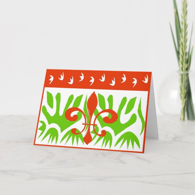 Cartão De Festividades Natal abstrato da flor de lis (Frente)