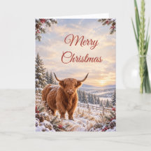 Natal acolhedor no campo com vaca das Terras Altas