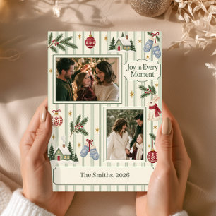 Cartão De Festividades Natal Aconchegante com Duas Fotos