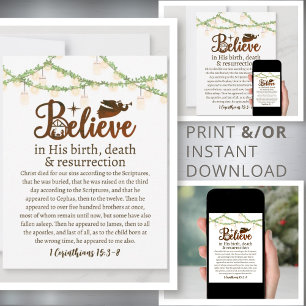 Cartão De Festividades Natal Acredita em Jesus Criatividade Escrita Russa