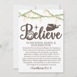 Cartão De Festividades Natal Acredita em Jesus Natividade Jar Luzes