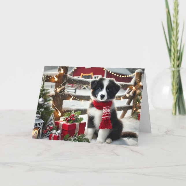 Cartão De Festividades Natal adorável Border Collie (Frente)