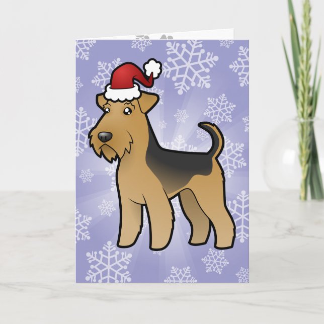Cartão De Festividades Natal Airedale Terrier/galês Terrier (Frente)