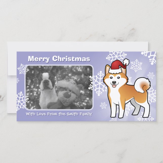 Cartão De Festividades Natal Akita Inu / Shiba Inu (Frente)