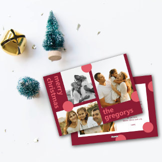 Cartão De Festividades Natal Alegre & Brilhante Pontos Multifoto