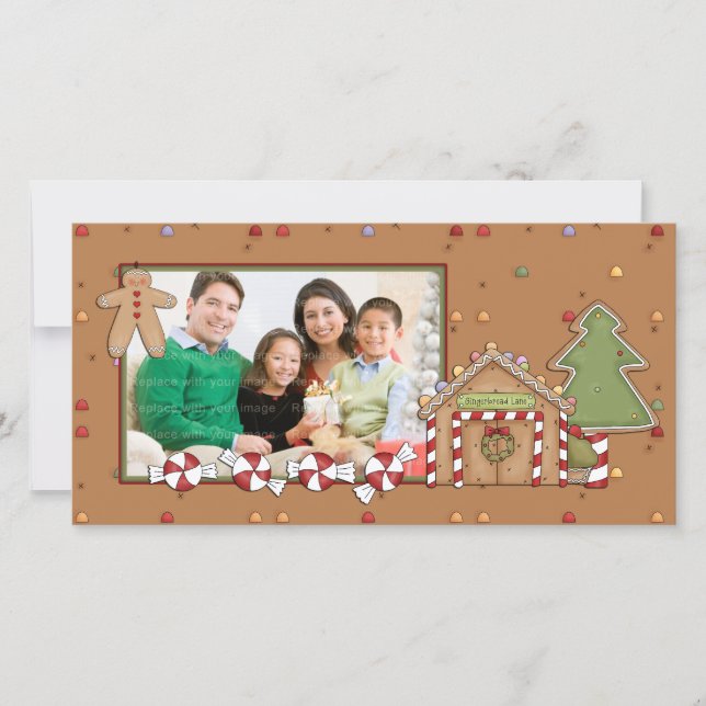 Cartão De Festividades Natal alegre - casa de pão-de-espécie (Frente)