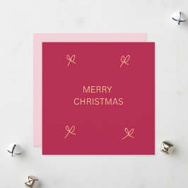 Cartão De Festividades Natal Alegre com Arco Ilustrado em Rosa e Creme
