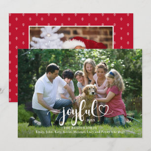 Cartão De Festividades Natal Alegre com Dois Fotos em Letra Script