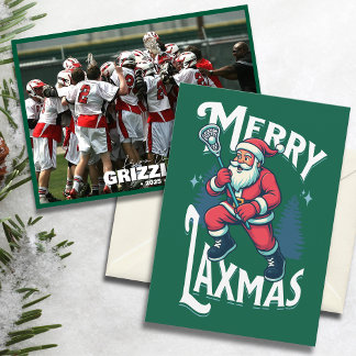 Cartão De Festividades Natal Alegre da Equipe de Lacrosse Verde Engraçado