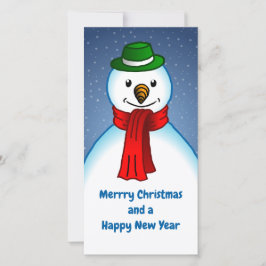 Cartão De Festividades Natal Alegre do Boneco de Neve e Feliz Ano Novo