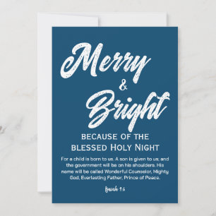 Cartão De Festividades Natal Alegre e Radiante Branco com Letra Azul
