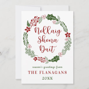 Cartão De Festividades Natal alegre em gaélico irlandês, personalizado