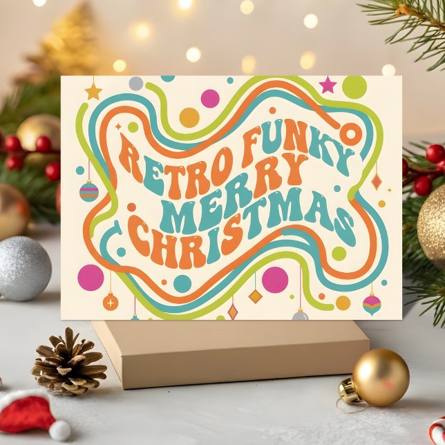 Cartão De Festividades Natal Alegre Funky Retrô (Criador carregado)