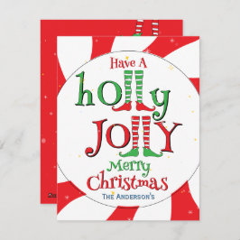Cartão De Festividades Natal Alegre Holly Jolly Fofa e Glamurosa Elfa
