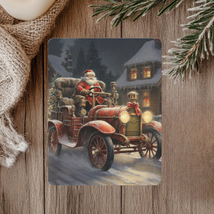 Cartão De Festividades Natal Alegre Rústico Com Papai Noel