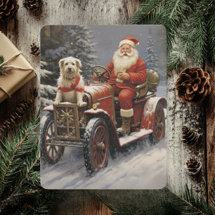Cartão De Festividades Natal Alegre Rústico Com Papai Noel E Cachorro