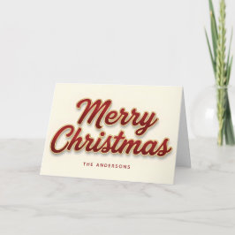 Cartão De Festividades Natal Alegre Tipografia Retro Rubi e Dourado
