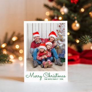 Cartão De Festividades Natal Alegre Verde com Foto