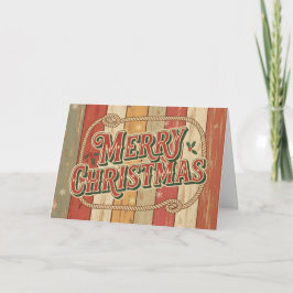 Cartão De Festividades Natal Alegre Western Vintage