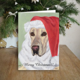 Cartão De Festividades Natal amarelo do papai noel de Labrador