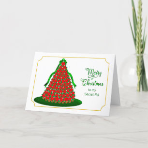 Cartão De Festividades Natal, Amigo Secreto, Árvore de Poinsettia Vermelh