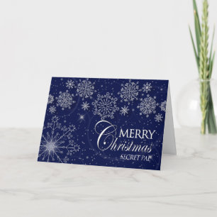 CARTÃO DE FESTIVIDADES NATAL - AMIGO SECRETO - SNOWFLAKES/NAVY