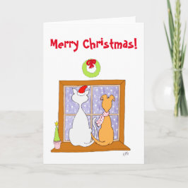 Cartão De Festividades Natal: Amigos (gato & cão)