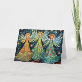 Cartão De Festividades Natal Anjos Santos Coloridos