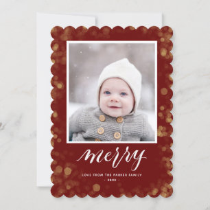Cartão De Festividades Natal - Ano Novo Confetti Foto Elegante Dourada